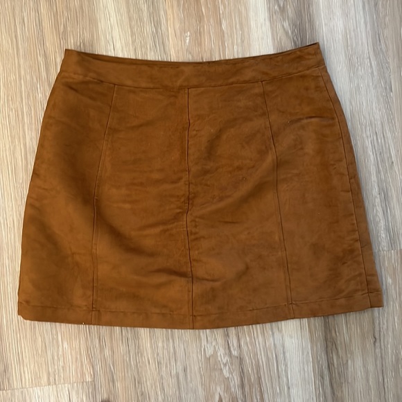 Old Navy Skirt Brown Faux Suede Button Front - Picture 4 of 5